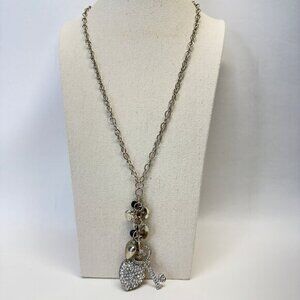 Heart Pendant Charm Necklace Lock‎ Key Love Silver-Tone Sparkle